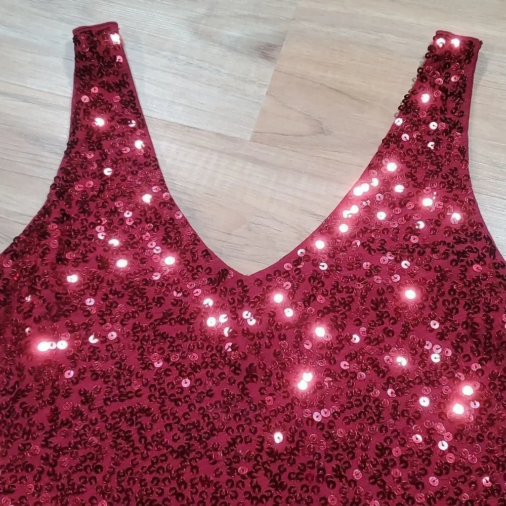 🔹️NWT J. Crew Red Sequined Vneck Sleeveless Top XSmall